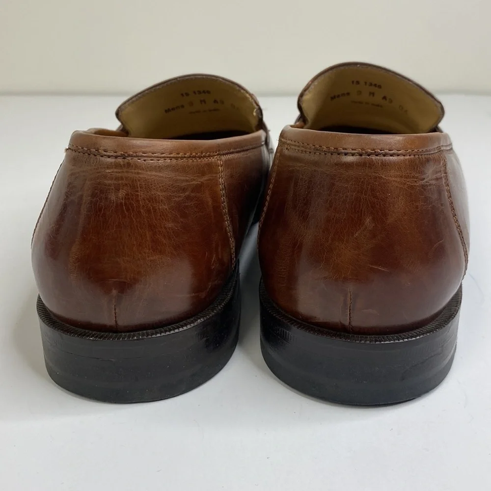 Johnston & Murphy Mens Leather Tassel Loafers Classic Brown Size 9